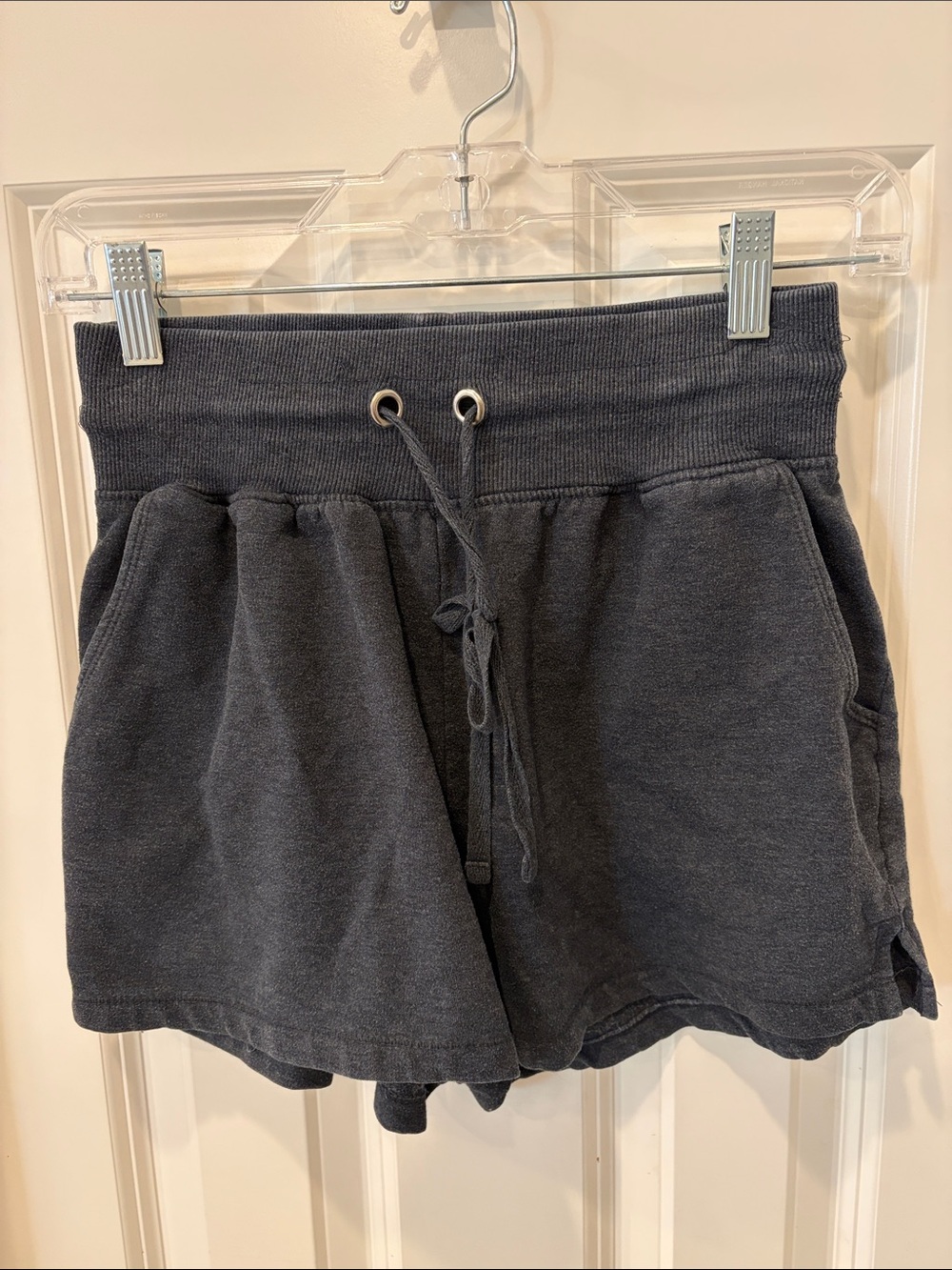 Sporty Charcoal Rib-Waist Athletic Shorts by French Laundry, size small